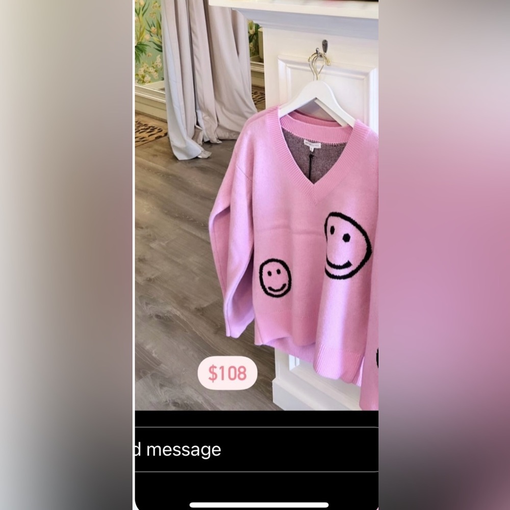 Grey Lab Pink Smiley Face Sweater
